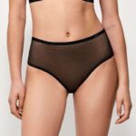 Slip Gisela vita alta in microfibra e in tessuto plumetis