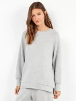 Felpa grigio chiaro Gisela con zip laterali girocollo