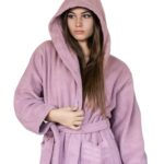 Accappatoi in spugna con cappuccio e cintura unisex Rebecca Home.