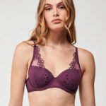 Reggiseno Gisela in tulle e pizzo con ferretto e coppe preformate colore bordeux