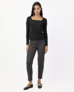 Pantalone elastico pied de poule granata   49216-0 - immagine 4