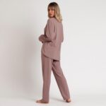 Pigiama donna aperto taglio uomo color moka - ADMAS. - immagine 4