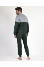 Pigiama uomo,modello tuta, maglia girocollo e pantaloni con laccio in vita e tasche laterali -ADMAS. - immagine 2