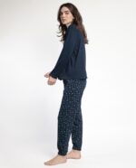 Pigiama donna in caldo cotone girocollo colore blu - ADMAS. - immagine 2