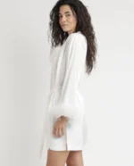 Vestaglia in satin ,con cintura e dettaglio piume sulle maniche - ADMAS - immagine 5