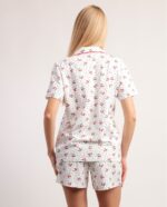 Pigiama donna aperto con collo a camicia e short fantasia ciliegie - ADMAS. - immagine 2