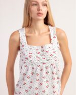 Pigiama donna smanicato con bottoni e short fantasia ciliegie. ADMAS. - immagine 3